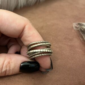 David Yurman Crossover ring size 7, silver and diamonds